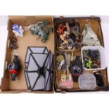 2 trays containing a collection of Star Wars, Marvel and Disney Infinity figures, accessories,