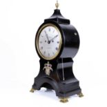 Robert Wood of London - a late 18th century ebonised balloon shaped bracket clock, having a signed