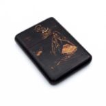 A Japanese Meiji period (1868-1912) black lacquered and gilt-decorated pocket visiting card case