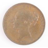 Great Britain, 1841 penny, obv: Victoria young bust, WW in truncation, date below, rev: seated