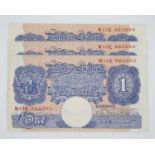 Great Britain, Bank of England, a consecutive run of three wartime issue one pound notes, N13E