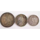 Great Britain, 1889 crown, obv: Victoria jubilee bust, rev: St George and Dragon above date,