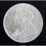 Great Britain, 1895 florin, obv: Victoria veiled bust, rev: crown above shields of England, Scotland