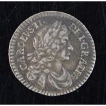 England, 1679 Maundy twopence, obv: laureate and draped bust of King Charles II right, legend