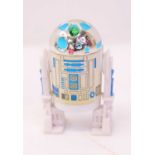 Star Wars original R2D2, Pop Up Lightsaber, 1985, Last 17, with used tri logo 70 backing card,