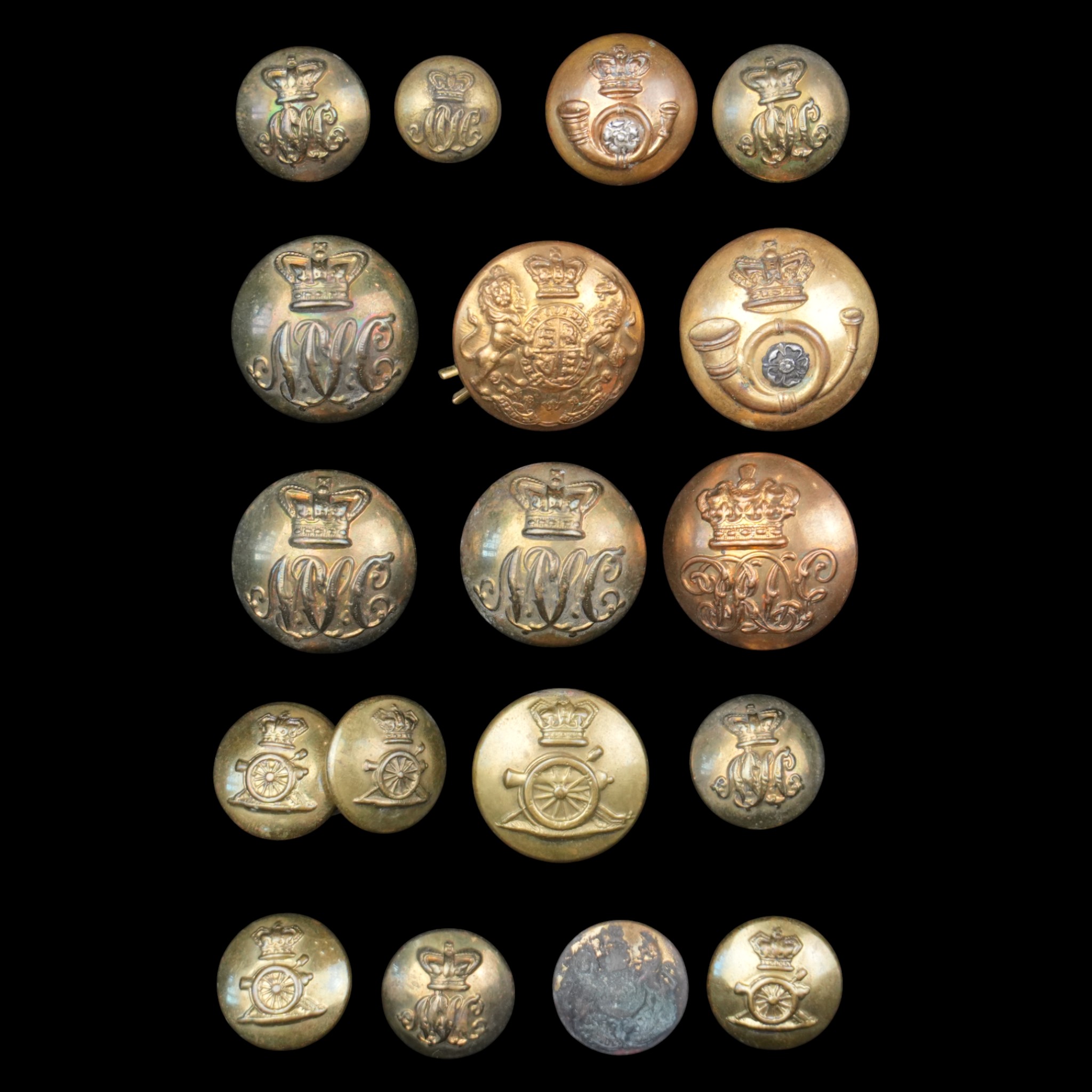 A group of Victorian British Army buttons