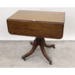 Regency mahogany and black line inlaid rectangular drop-leaf Pembroke type work table, with two