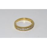 18ct Yellow gold diamond half eternity ring, size R, 5.2g