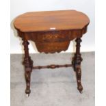 Victorian walnut mahogany and marquetry inlaid work table