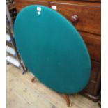 Circular card table with baize top and folding base, 102cm diameter