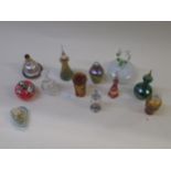 Small quantity of iridescent and other Venetian glass perfume bottles