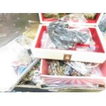Four boxes of various costume jewellery and a jewellery box