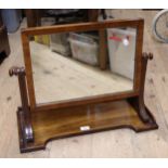 Late Georgian rectangular mahogany swing frame toilet mirror, together with an oak swing frame