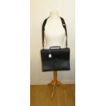 Burberry black leather attaché case