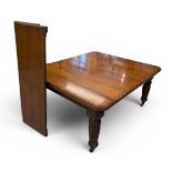 Late Victorian walnut extending dining table with two extra leaves on turned supports measurements