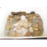 Collection of various old British copper pennies and half pennies