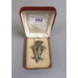 Victorian silver Scottish regimental military badge, formed as a crown above a thistle, and the