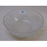 R Lalique fish decorated fruit bowl, with opaque blue finish, 24cm diameter, 9cm high No damage,