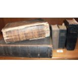 Two 19th Century family Bibles, together with three small bibles