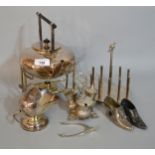 Quantity of silver plated items, including toast rack, kettle, sugar bowl etc.
