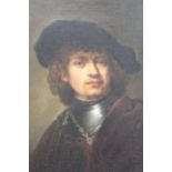 Pair of 19th Century oils on canvas, portraits of Rubens and Rembrandt, 21 x 17cm, housed in
