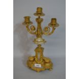 19th Century three branch candelabra, with marble mounts