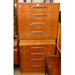 G Plan mid 20th Century teak bedroom suite comprising: pair of four drawer chest, pair of three