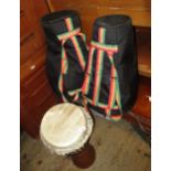 Three various bongo drums