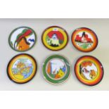 Group of six Wedgwood World of Clarice Cliff plates