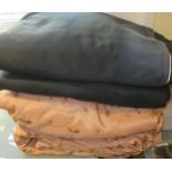 Pair of good quality pinch pleat blush coloured curtains, 76cm wide x 280cm long each, together with