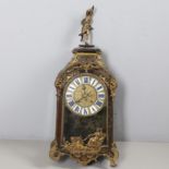 A LOUIS XV STYLE BRASS INLAID TABLE CLOCK.