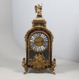 LOUIS XV STYLE BOULLE CHIMING TABLE CLOCK AND BRACKET.