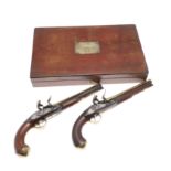 A FINE CASED PAIR OF NAVAL OFFICER'S FLINTLOCK HOLSTER PISTOLS BY WILLIAMS OF LONDON, THE PROPERTY O