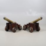 A FINE PAIR OF EARLY NINETEENTH CENTURY BRONZE FALCONET OR DECK CANNONS.