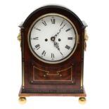 A SCOTTISH REGENCY BRASS INLAID MAHOGANY BRACKET CLOCK.