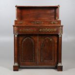 A REGENCY ROSEWOOD AND BRASS INLAID CHIFFONIER.
