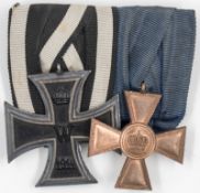 Ordensspange 1. Weltkrieg, Eisernes Kreuz 2. Klasse sowie Preußen Dienstauszeichnung 1. Klasse für