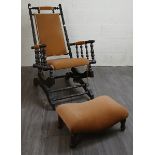American style rocking chair together with footstool