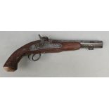 Colonial 19thC percussion pistol, with Enfield style lock, probably converted from flintlock, 8½"