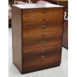 Heals of London exotic wood 7 drawer chest (label in the drawer) - Approx H: 100cm W: 70cm D: 45cm