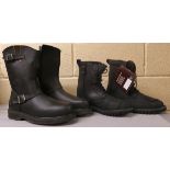 A pair of Harley Davidson leather motorbike boots size 11 together with motor bike boots new in box