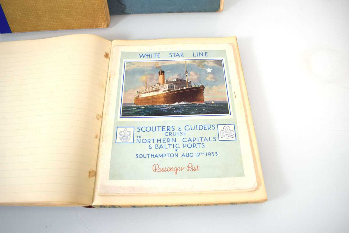 A 1934 scrapbook or log relating to Second Scouters and Guiders Cruise by SS Adriatic including - Image 3 of 5