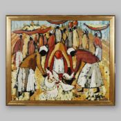 ROSE-MARIE BUDLER (SOUTH AFRICAN). FEEDING THE CHICKENS.