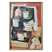 VITTORIA MARIA DI CARLO (ITALIAN, 1937-2015). STILL LIFE WITH DOVE AND FIGURE.