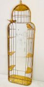 WALL MIRROR WITH A GILT METAL BIRDCAGE STYLE FRAME.