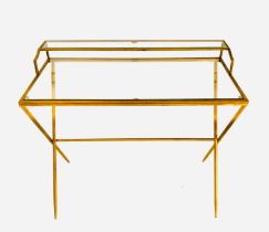 CONTEMPORARY GILT METAL AND GLASS DESK.