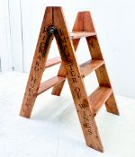WOODEN WINE CELLAR STEP LADDER.