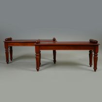 19TH CENTURY STYLE WINDOW SEATS, A PAIR.