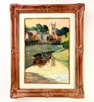 OIL PAINTING OF ALL SAINTS CHURCH IN ISLEWORTH IN A WOODEN FRAME.