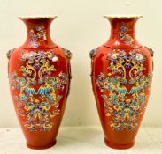PAIR OF LARGE CHINESE CERAMIC VASES.